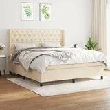  Krevet s oprugama i madracem krem 160x200 cm od tkanine