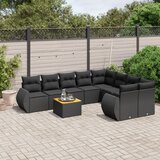vidaXL 9-dijelni set vrtnih sofa s jastucima crni od poliratana | shoptok.hr