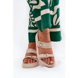 Boto Women's Platform Sandals With Golden Buckles Beige Wernone | Shoptok.si
