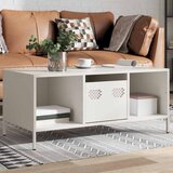 vidaXL Klubska mizica bela 101,5x50x43,5 cm valjano jeklo | Shoptok.si