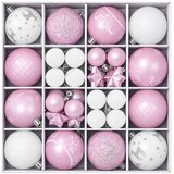  Set božićnih kuglica 88 kom. Roza i bijela Ø 6 cm Plastika - Roza i bijela | shoptok.hr