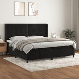 vidaXL Box spring postelja z vzmetnico črna 200x200 cm žamet Cene