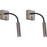 QAZQA Set van 2 moderne wandlamp gunmetal met USB-C - Gosna Cene