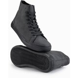 Ombre Men's high-top sneakers with matte texture and embossed logo - black | Shoptok.si