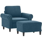  Fotelja s tabureom plava 60 cm baršunasta | shoptok.hr