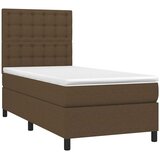  Krevet box spring s madracem LED tamnosmeđi 90x190 cm tkanina | shoptok.hr
