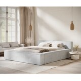 Maison de Rêve Svetlo siva oblazinjena zakonska postelja s prostorom za shranjevanje z letvenim dnom 180x200 cm Voliera – | Shoptok.si