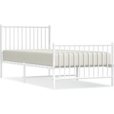 Maison Chic Kovinski Posteljni okvir - Enojna postelja - Postelja za odrasle z vzglavjem in vznožjem bel 90x200 cm, (21697089) | Shoptok.si