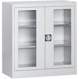 mauser Omara s krilnimi vrati z akrilnim steklom, z 2 policama, VxŠxG 1016 x 950 x 500 mm, svetlo sive barve Cene