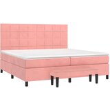  Box spring postelja z vzmetnico roza 200x200 cm žamet, (20896710) | Shoptok.si