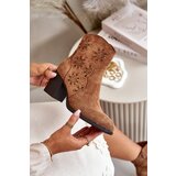 Boto Boots With Perforated Shaft On Heel Eco Suede Brown Nevishiia | Shoptok.si