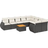  10-dijelni set vrtnih sofa s jastucima crni od poliratana Crna 70 x 62 x 69 cm | shoptok.hr