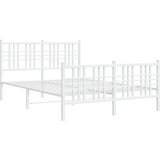  The Living Store Kovinski posteljni okvir z vzglavjem in vznožjem bel 120x200 cm - Posteljni Okvir, (21530085) | Shoptok.si