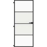 Sobna vrata tanka crna 83 x 201,5 cm kaljeno staklo i aluminij | shoptok.hr