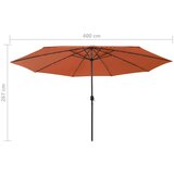  Vrtni suncobran LED svjetla i metalna šipka 400 cm terakota | shoptok.hr