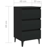 vidaXL Nočna omarica s kovinskimi nogami črna 40x35x69 cm | Shoptok.si