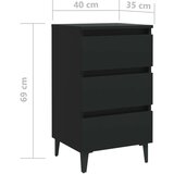 vidaXL noćni ormarić s metalnim nogama crni 40 x 35 x 69 cm | shoptok.hr