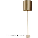 QAZQA Vloerlamp hout met velours kap brons 40cm - Mels | Shoptok.si