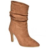 Fox Shoes R404020302 Women's Tan Suede Thin Heeled Pleated Boots Cene