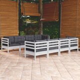 Maison Chic Seti vrtnega pohištva - Vrtna garnitura - Vrtni pohištvo set 9-delna z blazinami trdna borovina, (21797241) | Shoptok.si
