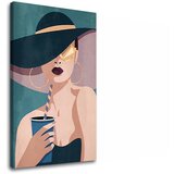  Slike na platnu ŽENA SA ŠEŠIROM 002 (moderne slike na platnu) | shoptok.hr