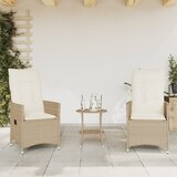  3-dijelni bistro set s jastucima bež od poliratana | shoptok.hr