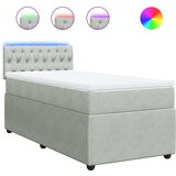 vidaXL Box spring postelja z vzmetnico svetlo siva 80x200 cm žamet, (21304912) | Shoptok.si