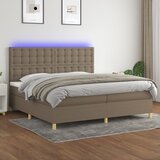  box spring s madracem LED smeđesivi 200x200 cm tkanina | shoptok.hr