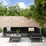 Maison Chic Seti vrtnega pohištva - Vrtna garnitura - Vrtni pohištvo set 7-delna z blazinami siva trdna borovina, (21798805) | Shoptok.si