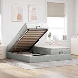 vidaXL Otomanski posteljni okvir z vzmetnicami siv 200x200cm žamet | Shoptok.si