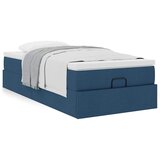 vidaXL Otomanski posteljni okvir z vzmetnico moder 90x200 cm blago Cene