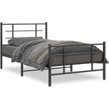 Maison Chic Kovinski Postelja za odrasle - Posteljni Okvir z vzglavjem in vznožjem črn 100x200 cm, (22080547) | Shoptok.si