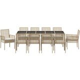  Set 6 Bež in črna Poli ratan, prašno lakirano jeklo, kaljeno steklo | Shoptok.si