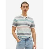 Tom Tailor Blue and Grey Men's Striped Polo T-Shirt - Men