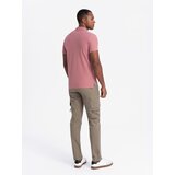 Ombre Men's BASIC single color pique knit polo shirt - dark pink | Shoptok.si