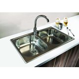 Sink Solution inox dvojno pomivalno korito A LINE 800 x 500 mm - (7010060) | Shoptok.si