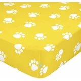 Mr. Fox žuta pamučna plahta s gumicom Dogs, 90 x 200 cm
