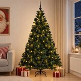  Umjetno božićno drvce s kuglicama 240 cm 300 LED lampica - Zelena 240 cm s LED-ima i crnim lopticama u