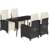  5-dijelni vrtni blagovaonski set s jastucima od poliratana crni | shoptok.hr