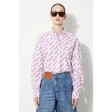 Kenzo Pamučna košulja Printed Slim Fit Shirt za žene, boja: ružičasta, regular, s klasičnim ovratnikom, FE52CH0879D2.30