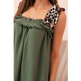 Kesi Włoski Women's dress with leopard print straps khaki | shoptok.hr