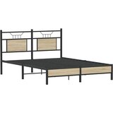 vidaXL Posteljni okvir brez vzmetnice hrast 140x190 cm inženirski les | Shoptok.si