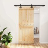  Klizna vrata Prirodna i crna 85 x 210 cm Čvrsta borovina Smeđa 183 x 5.5 x 210 cm | Shoptok.si