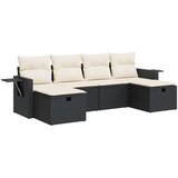 vidaXL 6-dijelni set vrtnih sofa s jastucima crni od poliratana | shoptok.hr
