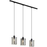 QAZQA Modern railsysteem zwart met 3 hanglampen van smoke glas 1-fase - Iconic Dome Cene