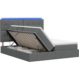  LED krevet za pohranu s madracem Tamnosiva 200 x 200 cm Tkanina | shoptok.hr