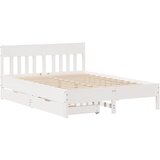 vidaXL Posteljni okvir z vzglavjem bel 140x200 cm trdna borovina, (21322339) | Shoptok.si