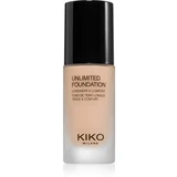 KIKO Milano Unlimited Foundation dugotrajni tekući puder s mat efektom nijansa 02 Gold 30 ml