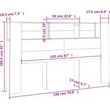  Uzglavlje s ormarićem siva boja betona 180 x 18,5 x 104,5 cm | shoptok.hr