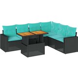  Vrtna sedežna garnitura 7-delna z blazinami črn poli ratan, (22047961) | Shoptok.si